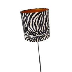 Vloerlamp zwart kap zebra dessin 40 cm verstelbaar - Parte