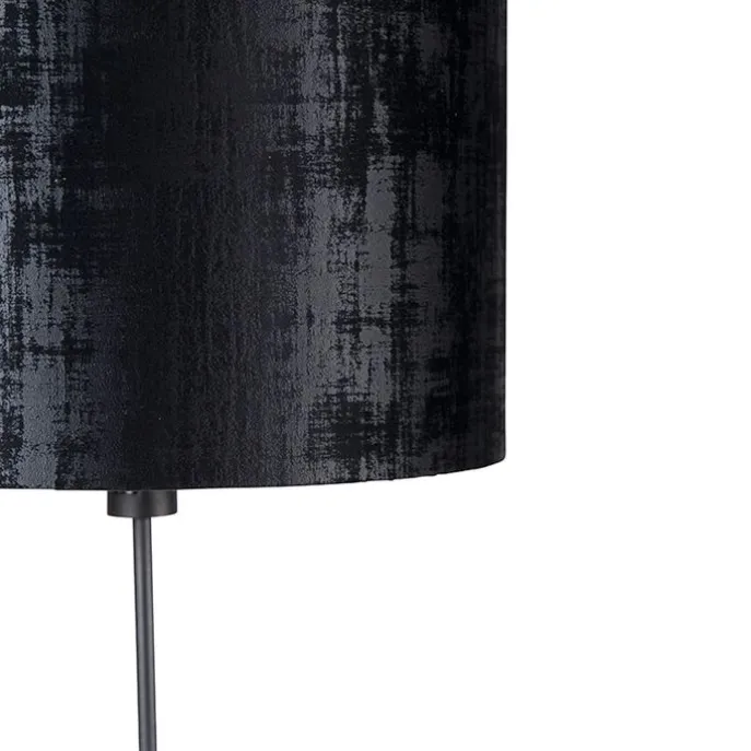 Vloerlamp zwart kap zwart 40 cm verstelbaar - Parte