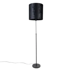 Vloerlamp zwart kap zwart 40 cm verstelbaar - Parte