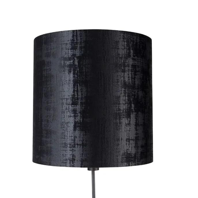 Vloerlamp zwart kap zwart 40 cm verstelbaar - Parte