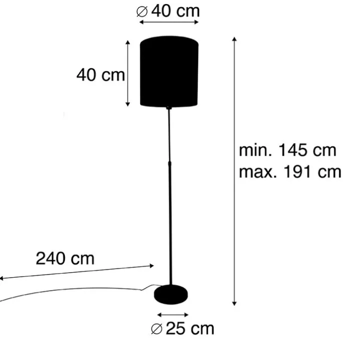Vloerlamp zwart kap zwart 40 cm verstelbaar - Parte