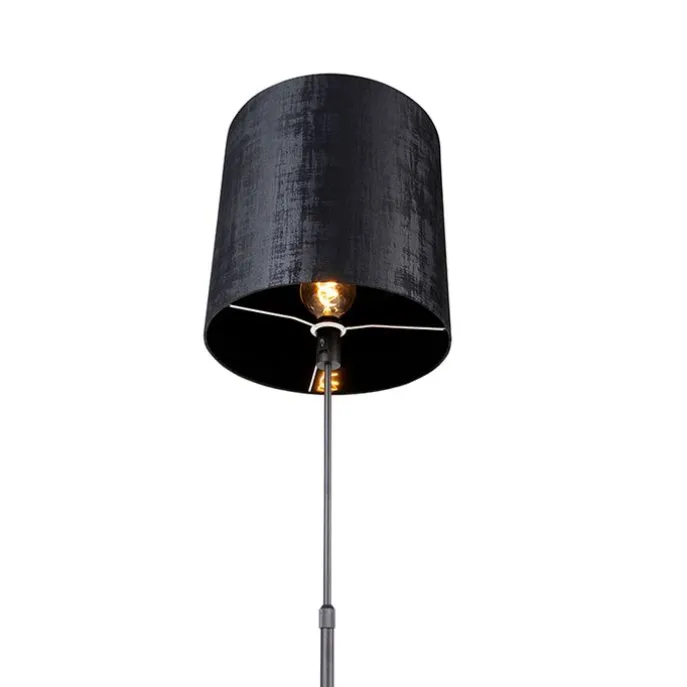 Vloerlamp zwart kap zwart 40 cm verstelbaar - Parte