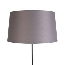 Vloerlamp zwart met donkergrijze linnen kap 45 cm - Parte