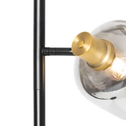 Vloerlamp zwart met goud met smoke glas 2-lichts - Zuzanna