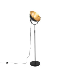 Vloerlamp zwart met goud 35 cm verstelbaar - Magnax