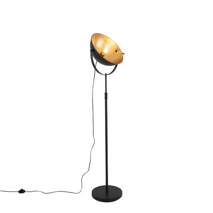 Vloerlamp zwart met goud 35 cm verstelbaar - Magnax