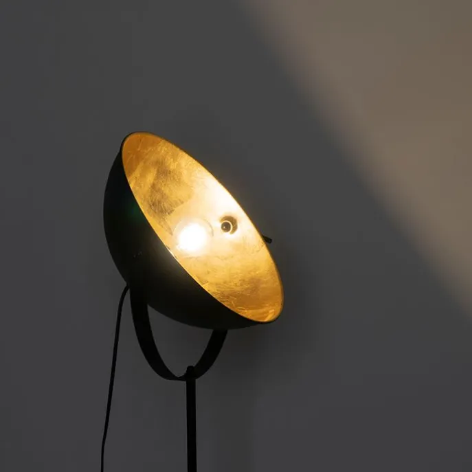 Vloerlamp zwart met goud 35 cm verstelbaar - Magnax