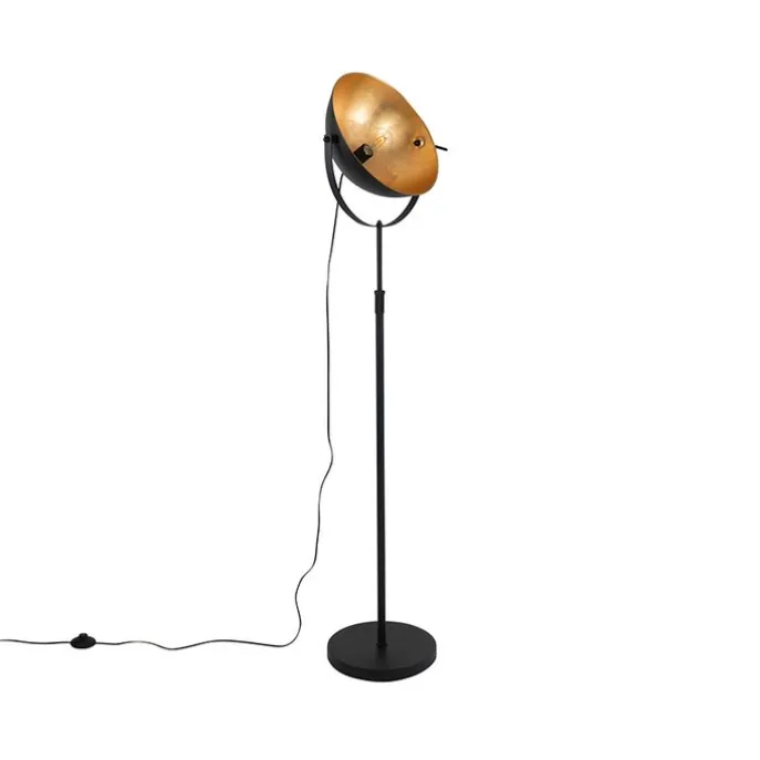 Vloerlamp zwart met goud 35 cm verstelbaar - Magnax