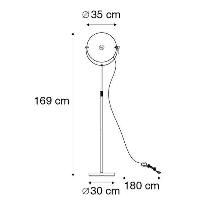 Vloerlamp zwart met goud 35 cm verstelbaar - Magnax