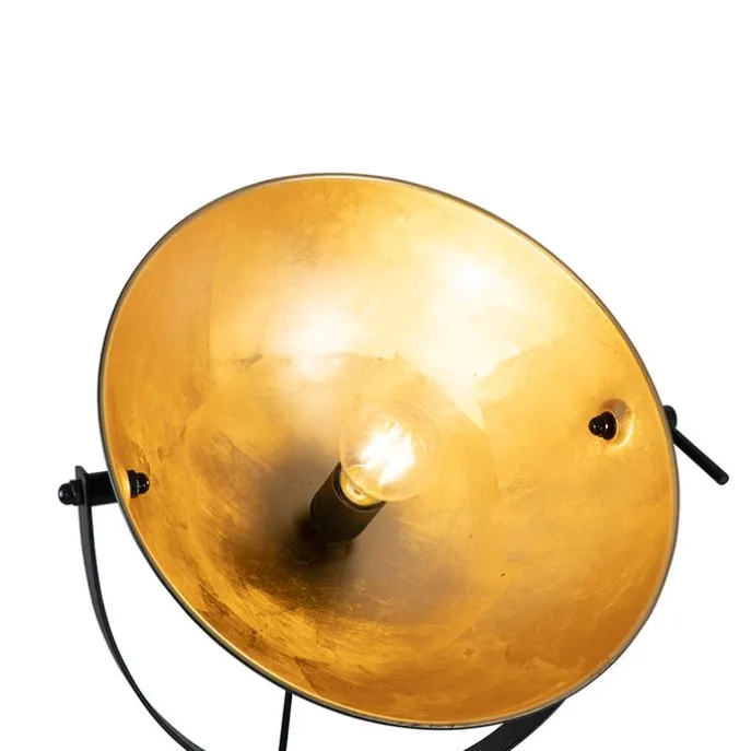 Vloerlamp zwart met goud 35 cm verstelbaar - Magnax