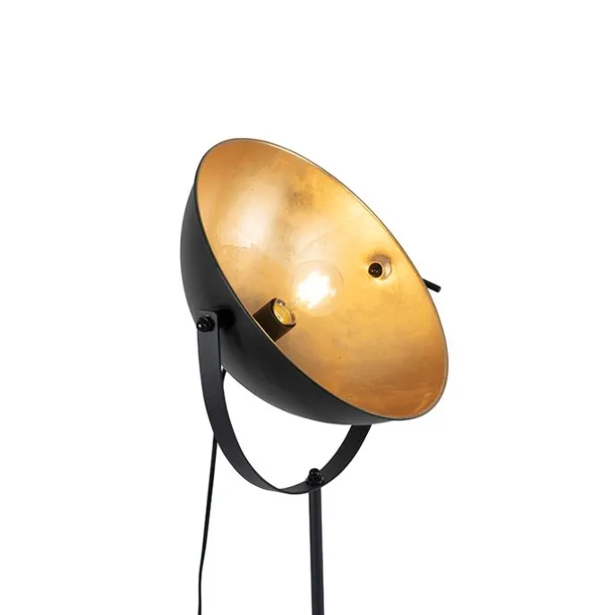 Vloerlamp zwart met goud 35 cm verstelbaar - Magnax