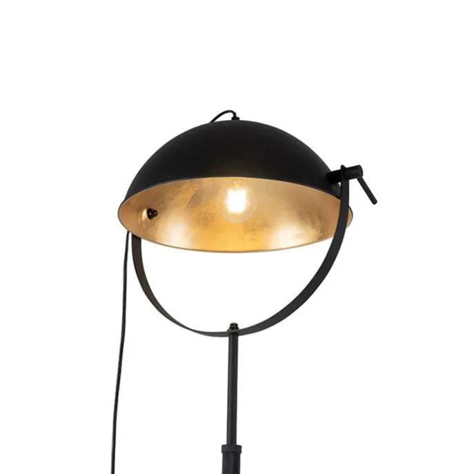 Vloerlamp zwart met goud 35 cm verstelbaar - Magnax