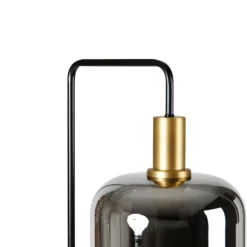 Vloerlamp zwart met goud en smoke glas incl. PUCC - Zuzanna