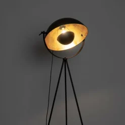 Vloerlamp zwart met goud 42 cm verstelbaar tripod - Magnax