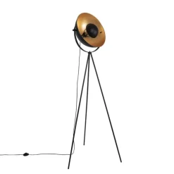 Vloerlamp zwart met goud 42 cm verstelbaar tripod - Magnax