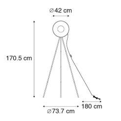 Vloerlamp zwart met goud 42 cm verstelbaar tripod - Magnax