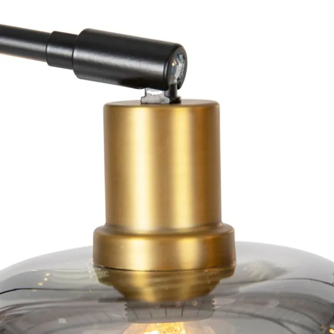 Vloerlamp zwart met goud met smoke glas 5-lichts - Zuzanna