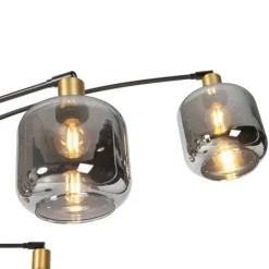 Vloerlamp zwart met goud met smoke glas 5-lichts - Zuzanna