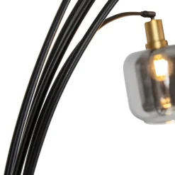 Vloerlamp zwart met goud met smoke glas 5-lichts - Zuzanna