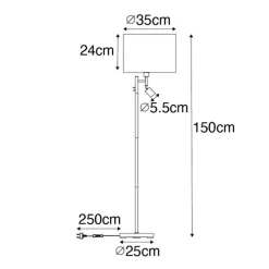 Vloerlamp zwart met gouden binnenkant en leeslamp - Jelena