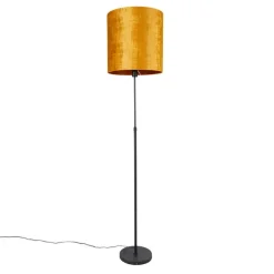 Vloerlamp zwart met kap goud 40 cm verstelbaar - Parte
