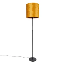 Vloerlamp zwart met kap goud 40 cm verstelbaar - Parte