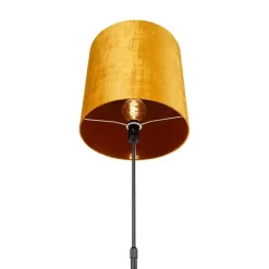 Vloerlamp zwart met kap goud 40 cm verstelbaar - Parte