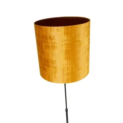 Vloerlamp zwart met kap goud 40 cm verstelbaar - Parte