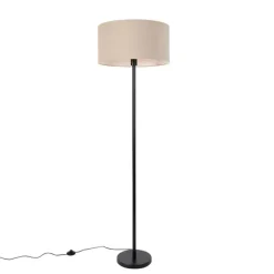 Vloerlamp zwart met kap licht bruin 50 cm - Simplo