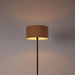Vloerlamp zwart met kap licht bruin 50 cm - Simplo