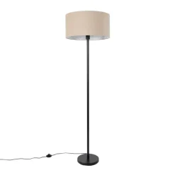 Vloerlamp zwart met kap licht bruin 50 cm - Simplo