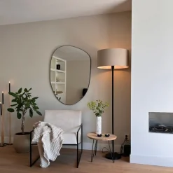 Vloerlamp zwart met kap licht bruin 50 cm - Simplo