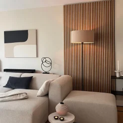 Vloerlamp zwart met kap licht bruin 50 cm - Simplo