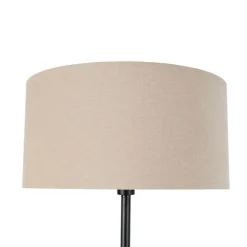 Vloerlamp zwart met kap licht bruin 50 cm - Simplo