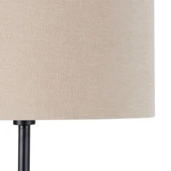 Vloerlamp zwart met kap licht bruin 50 cm - Simplo