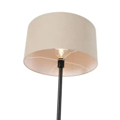 Vloerlamp zwart met kap licht bruin 50 cm - Simplo