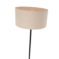 Vloerlamp zwart met kap licht bruin 50 cm - Simplo
