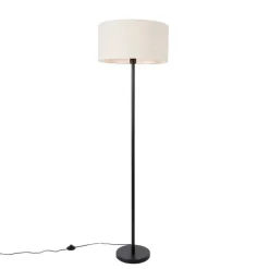 Vloerlamp zwart met kap lichtgrijs 50 cm - Simplo