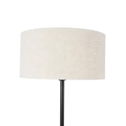 Vloerlamp zwart met kap lichtgrijs 50 cm - Simplo