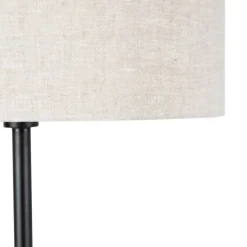 Vloerlamp zwart met kap lichtgrijs 50 cm - Simplo