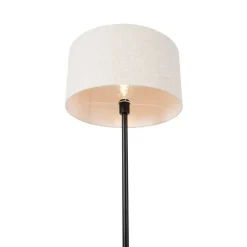 Vloerlamp zwart met kap lichtgrijs 50 cm - Simplo