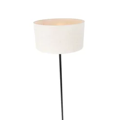 Vloerlamp zwart met kap lichtgrijs 50 cm - Simplo