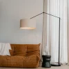 Vloerlamp zwart met kap lichtgrijs 50 cm verstelbaar - Editor