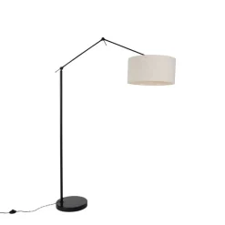 Vloerlamp zwart met kap lichtgrijs 50 cm verstelbaar - Editor