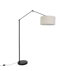 Vloerlamp zwart met kap lichtgrijs 50 cm verstelbaar - Editor