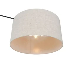 Vloerlamp zwart met kap lichtgrijs 50 cm verstelbaar - Editor