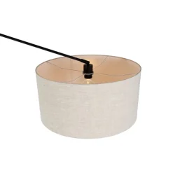 Vloerlamp zwart met kap lichtgrijs 50 cm verstelbaar - Editor