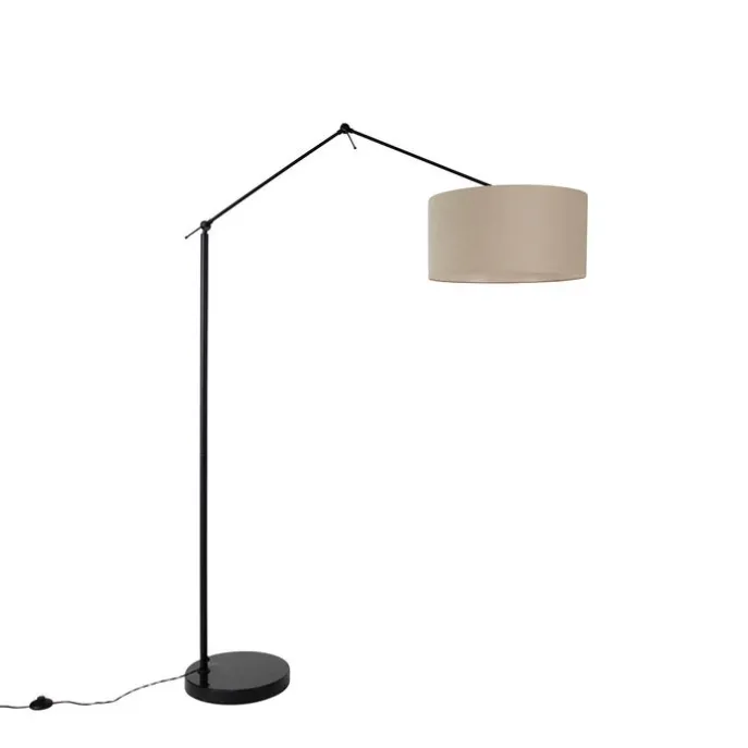 Vloerlamp zwart met kap lichtbruin 50 cm verstelbaar - Editor