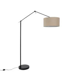 Vloerlamp zwart met kap lichtbruin 50 cm verstelbaar - Editor