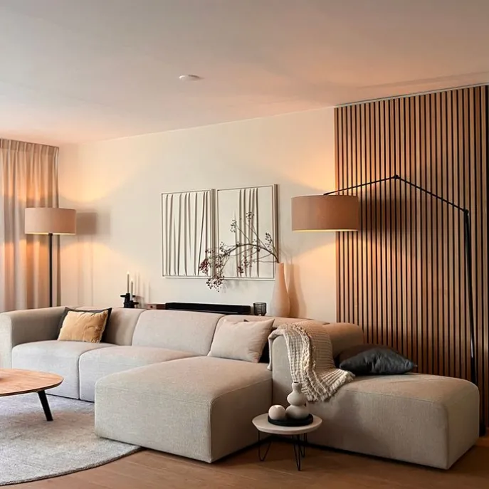 Vloerlamp zwart met kap lichtbruin 50 cm verstelbaar - Editor